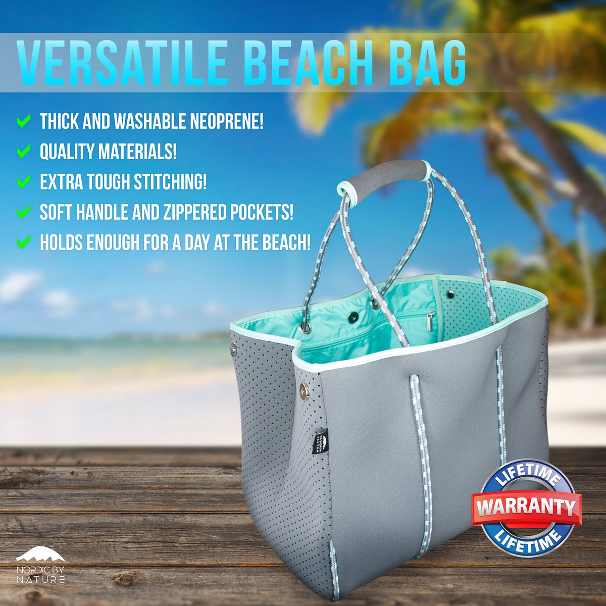 Grey beach bag cheap